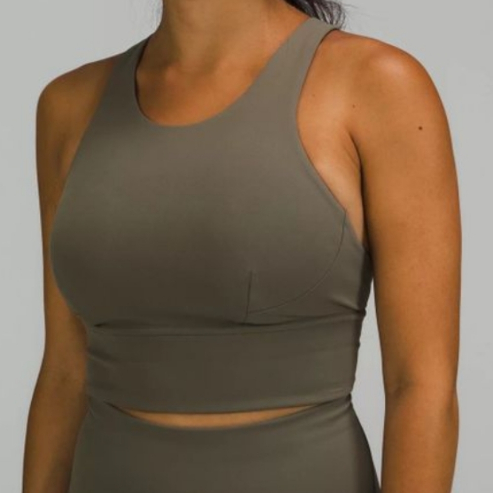 Lululemon wunder train longline brown green size 4